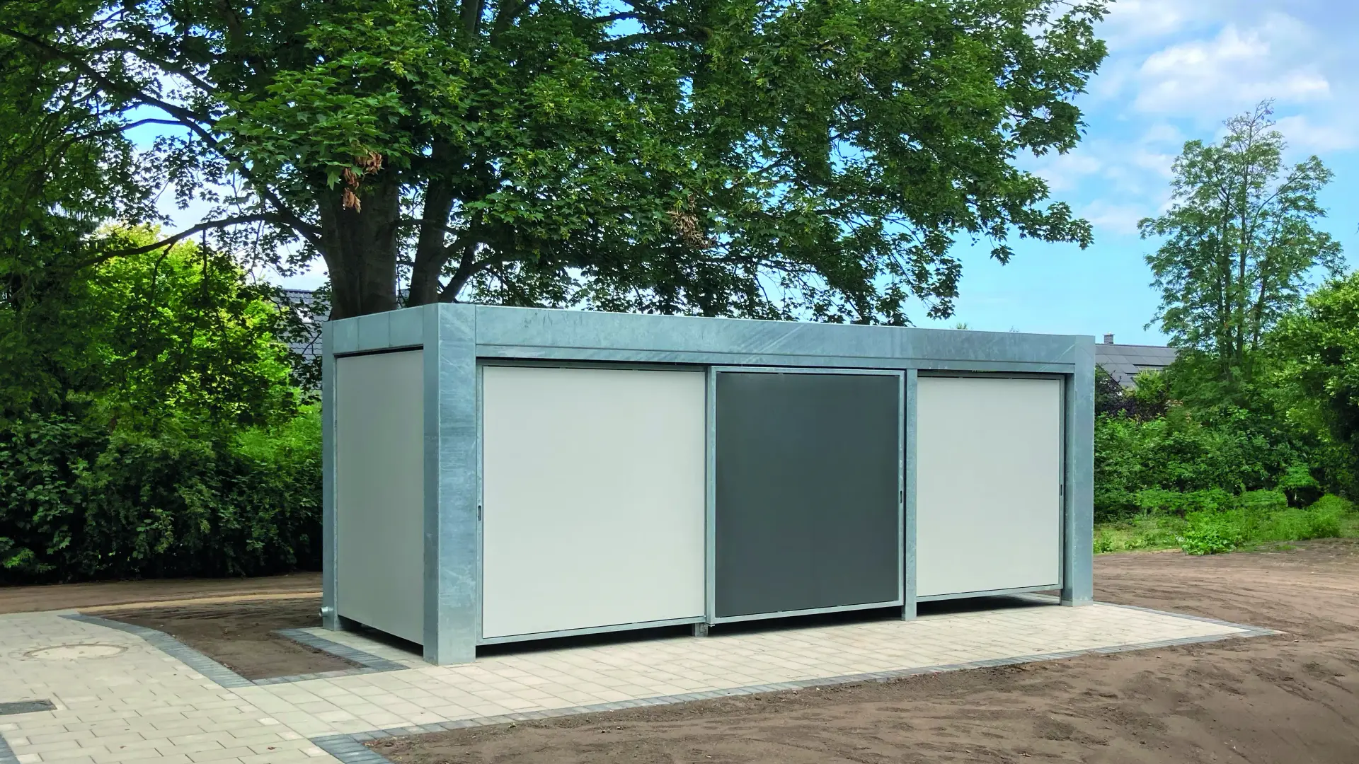 Technische Zeichnung einer Fahrradüberdachung